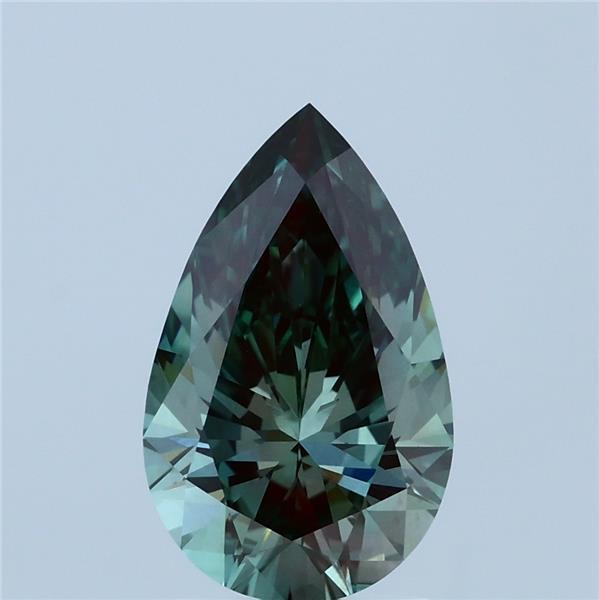 2.10 Carat Pear Lab Grown Diamond, Fancy Vivid Green Color, VS1 Clarity