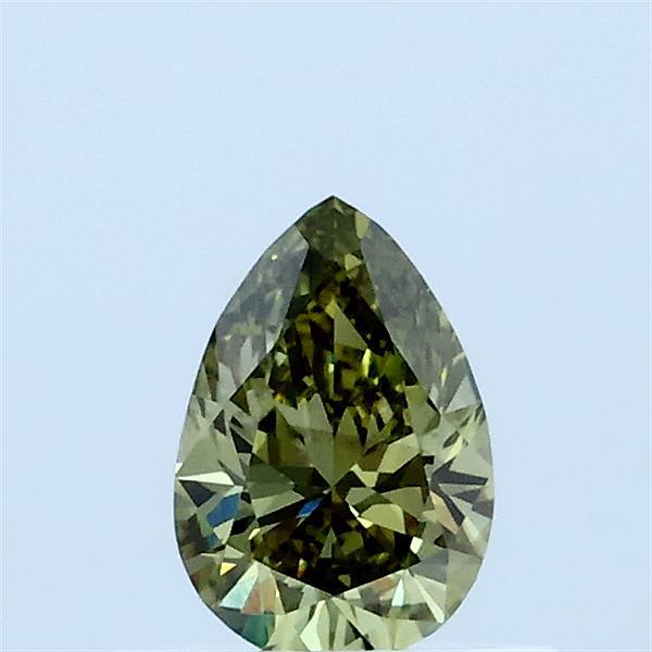 0.40 Carat Pear Lab Grown Diamond, Fancy Vivid Green Color, VS1 Clarity