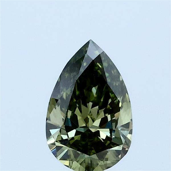 0.43 Carat Pear Lab Grown Diamond, Fancy Vivid Green Color, VS2 Clarity