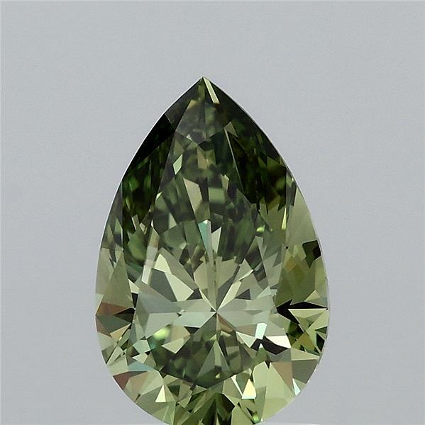 1.51 Carat Pear Lab Grown Diamond, Fancy Vivid Green Color, VVS2 Clarity