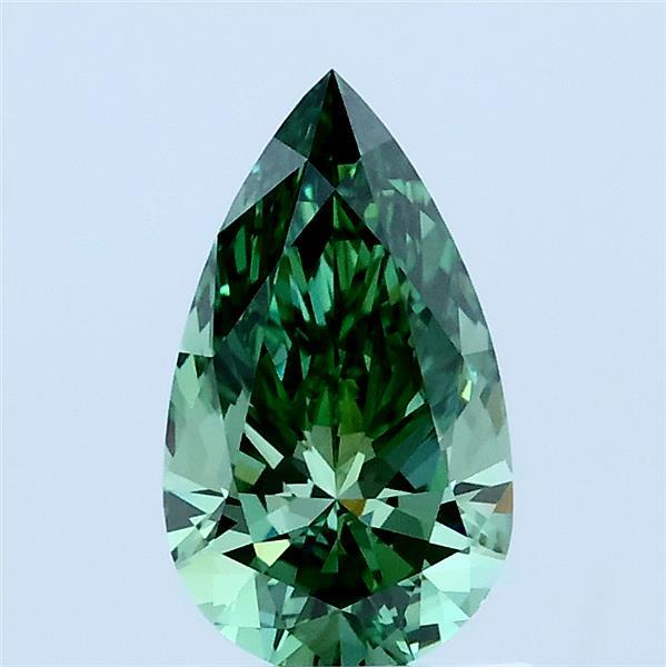 1.00 Carat Pear Lab Grown Diamond, Fancy Vivid Green Color, VS1 Clarity