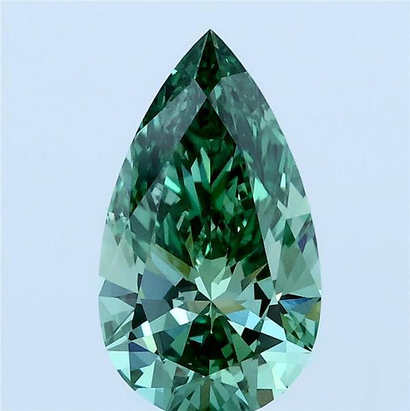 1.52 Carat Pear Lab Grown Diamond, Fancy Vivid Green Color, VVS2 Clarity