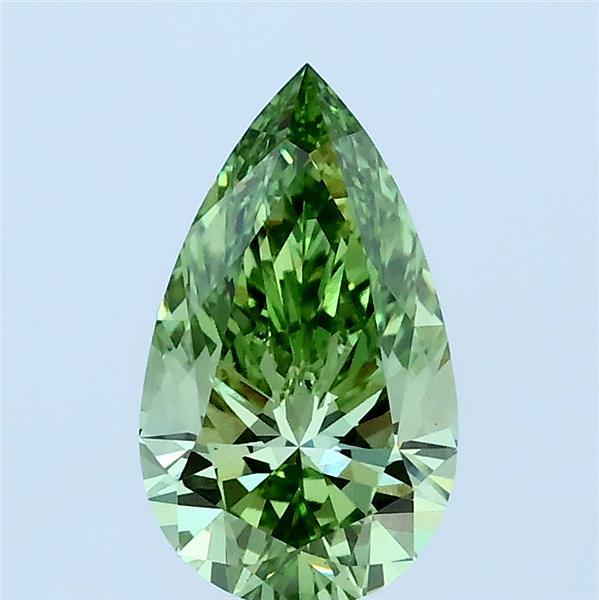 1.00 Carat Pear Lab Grown Diamond, Fancy Vivid Green Color, VS1 Clarity