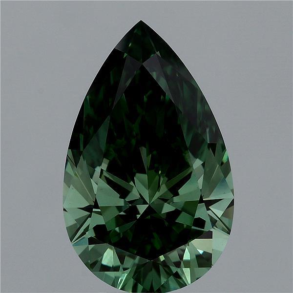 6.27 Carat Pear Lab Grown Diamond, Fancy Vivid Green Color, VS1 Clarity