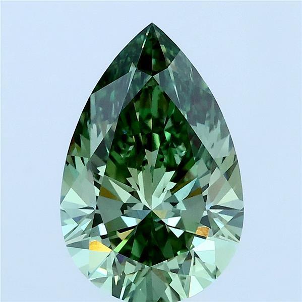 2.25 Carat Pear Lab Grown Diamond, Fancy Vivid Green Color, VS1 Clarity