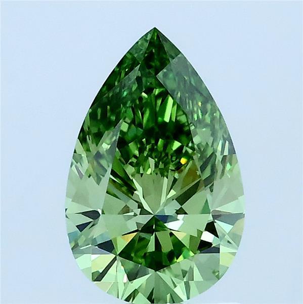 1.06 Carat Pear Lab Grown Diamond, Fancy Vivid Green Color, VVS2 Clarity