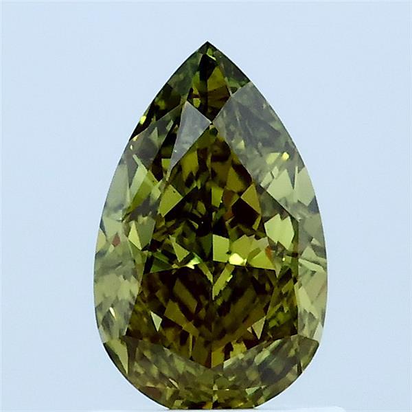 1.06 Carat Pear Lab Grown Diamond, Fancy Intense Green Color, VS1 Clarity