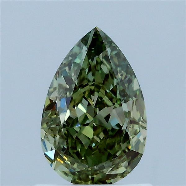 1.11 Carat Pear Lab Grown Diamond, Fancy Vivid Green Color, VS1 Clarity