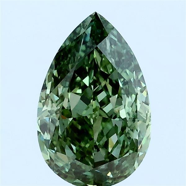 1.00 Carat Pear Lab Grown Diamond, Fancy Vivid Green Color, VS1 Clarity