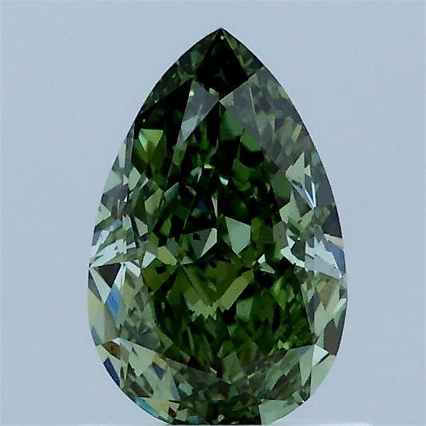 1.03 Carat Pear Lab Grown Diamond, Fancy Vivid Green Color, VS2 Clarity