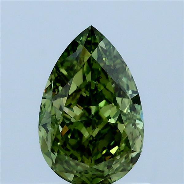 1.05 Carat Pear Lab Grown Diamond, Fancy Vivid Green Color, VS2 Clarity