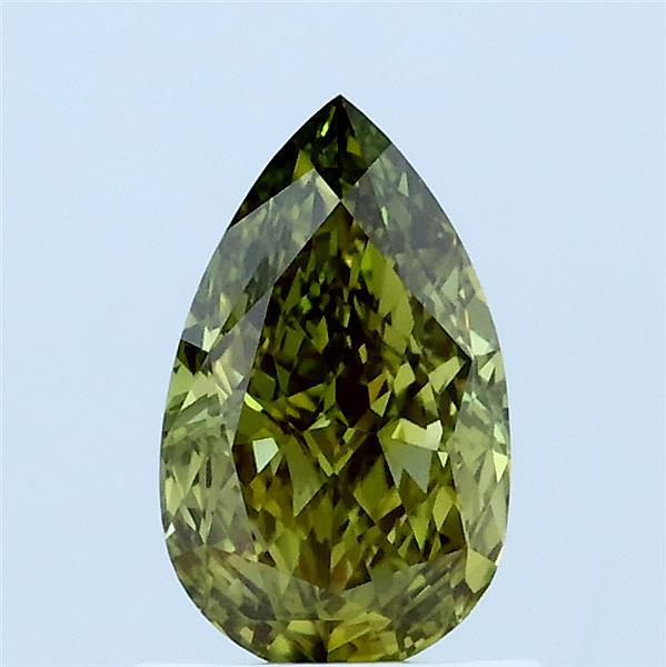 1.05 Carat Pear Lab Grown Diamond, Fancy Vivid Green Color, VS1 Clarity