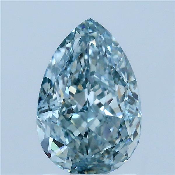 2.11 Carat Pear Lab Grown Diamond, Fancy Intense Bluish Green Color, VS1 Clarity