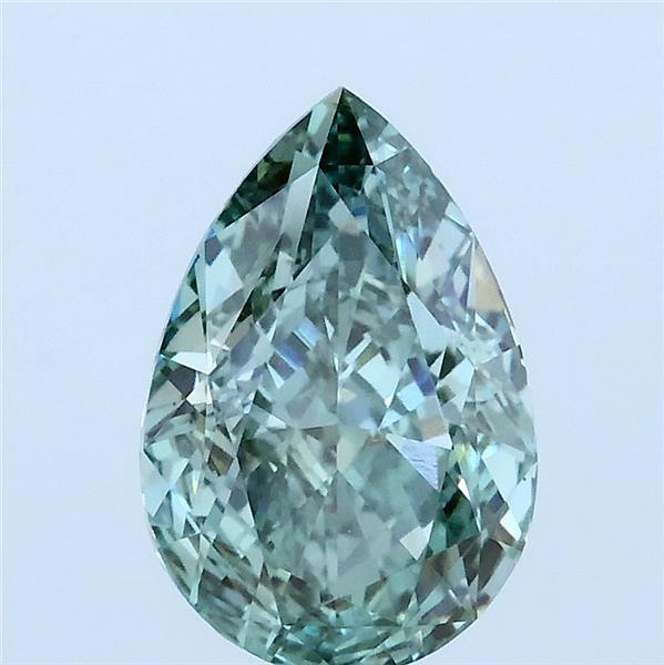 2.04 Carat Pear Lab Grown Diamond, Fancy Vivid Green Color, VS1 Clarity