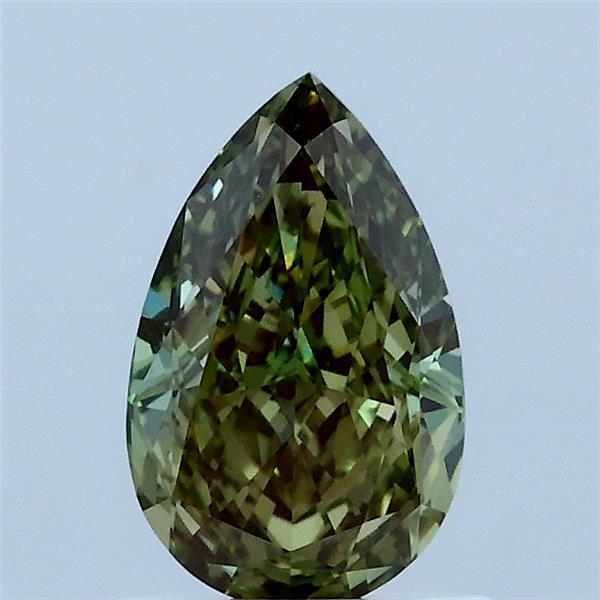 1.04 Carat Pear Lab Grown Diamond, Fancy Intense Green Color, VVS2 Clarity