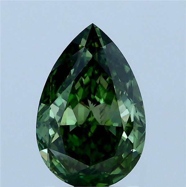 2.01 Carat Pear Lab Grown Diamond, Fancy Vivid Green Color, VS2 Clarity