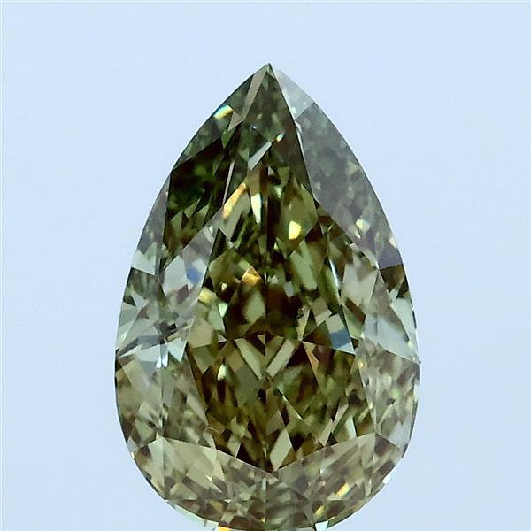 2.07 Carat Pear Lab Grown Diamond, Fancy Intense Green Color, VS2 Clarity