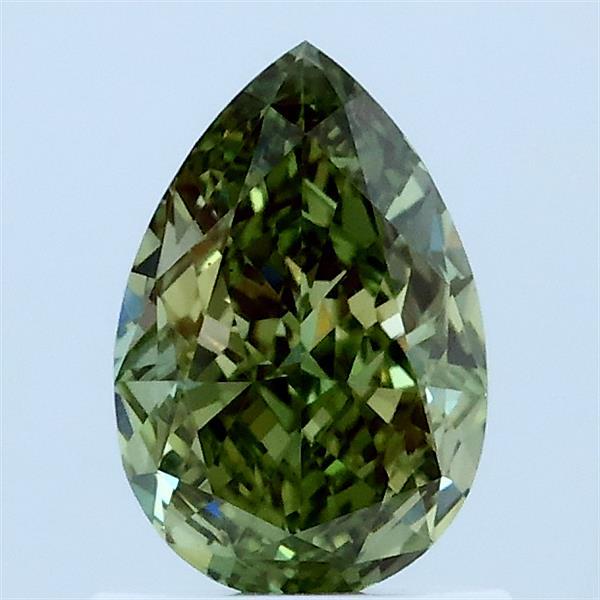 1.08 Carat Pear Lab Grown Diamond, Fancy Vivid Green Color, VS1 Clarity