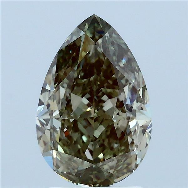 2.06 Carat Pear Lab Grown Diamond, Fancy Green Color, VS1 Clarity