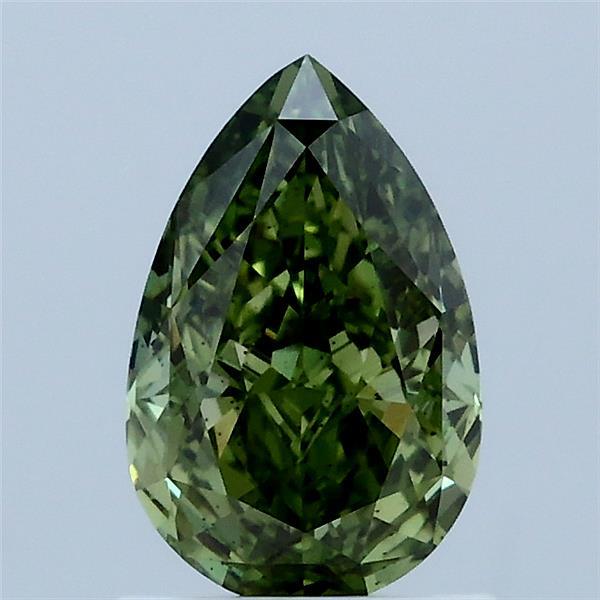 1.19 Carat Pear Lab Grown Diamond, Fancy Vivid Green Color, VS2 Clarity
