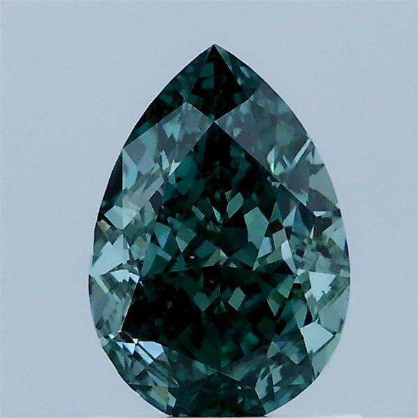 1.02 Carat Pear Lab Grown Diamond, Fancy Vivid Green Color, VS1 Clarity