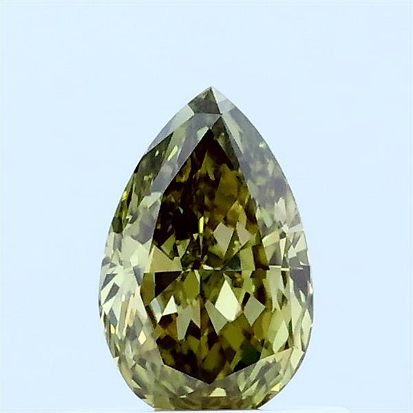 0.59 Carat Pear Lab Grown Diamond, Fancy Vivid Green Color, VVS2 Clarity