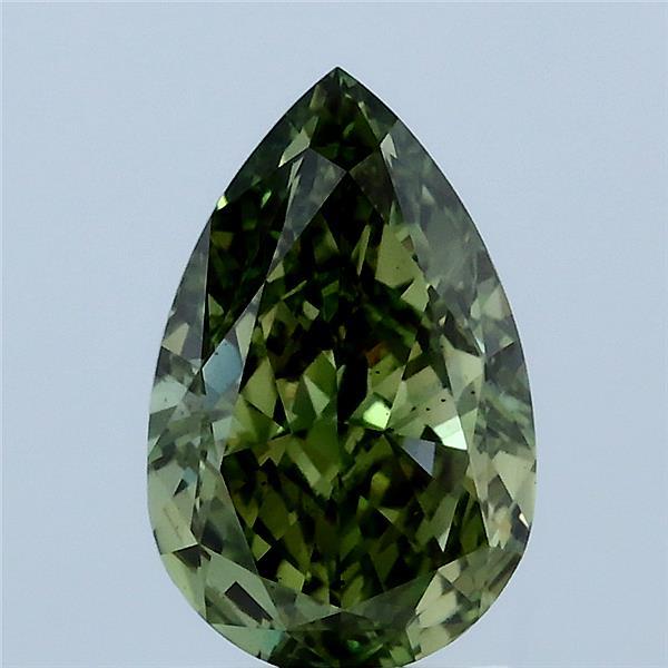 2.11 Carat Pear Lab Grown Diamond, Fancy Vivid Green Color, VS2 Clarity