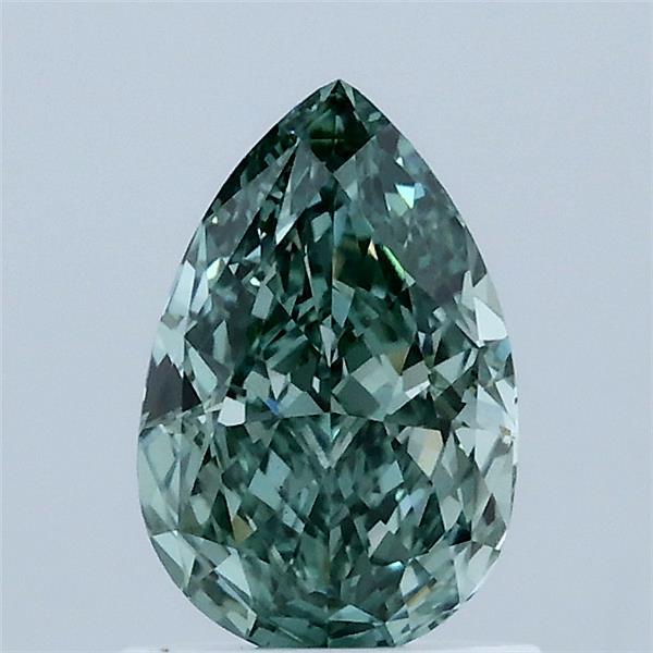 1.05 Carat Pear Lab Grown Diamond, Fancy Vivid Green Color, VS1 Clarity