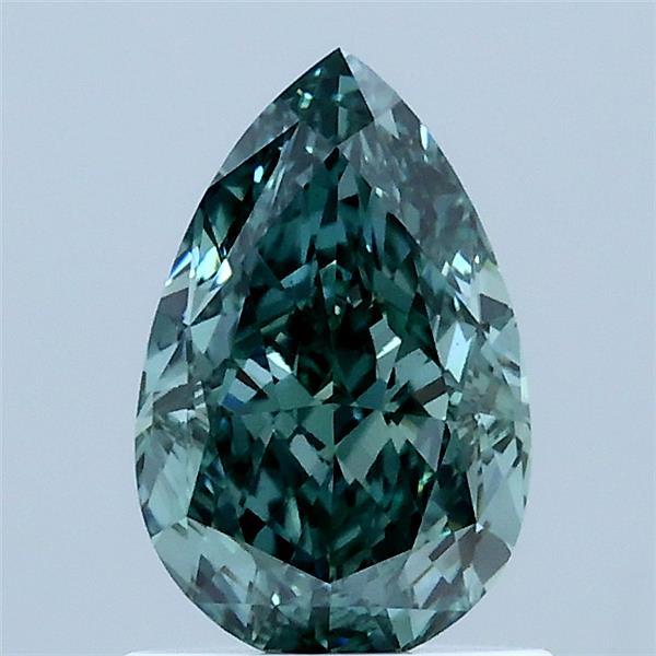 1.19 Carat Pear Lab Grown Diamond, Fancy Vivid Green Color, VS1 Clarity