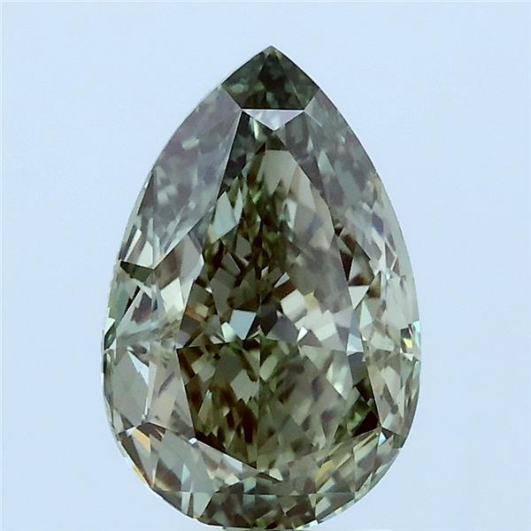 2.03 Carat Pear Lab Grown Diamond, Fancy Intense Green Color, VS1 Clarity