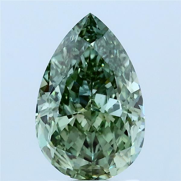 2.03 Carat Pear Lab Grown Diamond, Fancy Vivid Green Color, VS2 Clarity