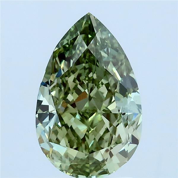 2.01 Carat Pear Lab Grown Diamond, Fancy Vivid Green Color, VS1 Clarity