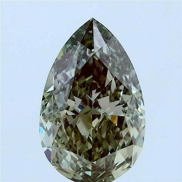 2.07 Carat Pear Lab Grown Diamond, Fancy Intense Green Color, VS1 Clarity