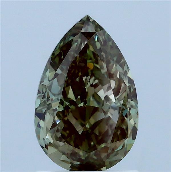 1.61 Carat Pear Lab Grown Diamond, Fancy Vivid Green Color, VS1 Clarity