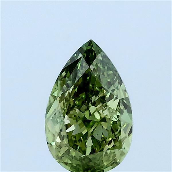 0.59 Carat Pear Lab Grown Diamond, Fancy Vivid Green Color, VS2 Clarity