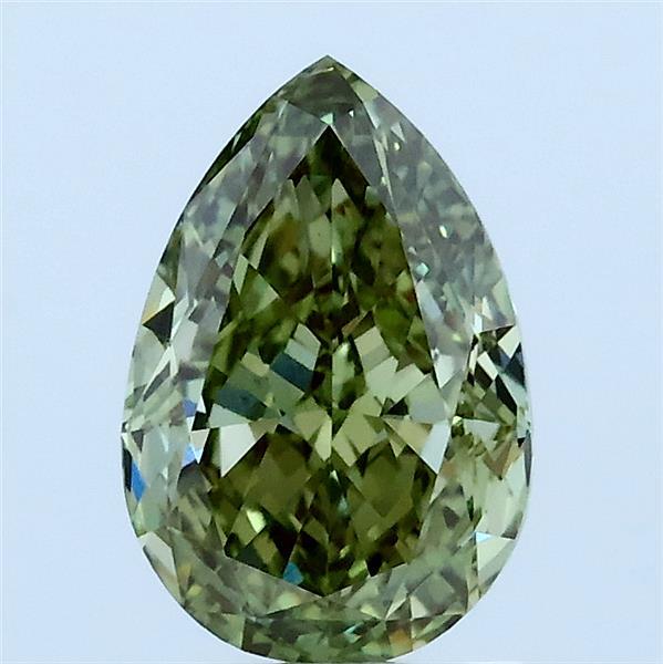 1.57 Carat Pear Lab Grown Diamond, Fancy Vivid Green Color, VS1 Clarity
