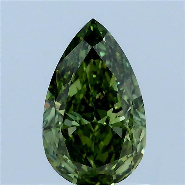 1.06 Carat Pear Lab Grown Diamond, Fancy Vivid Green Color, VS1 Clarity