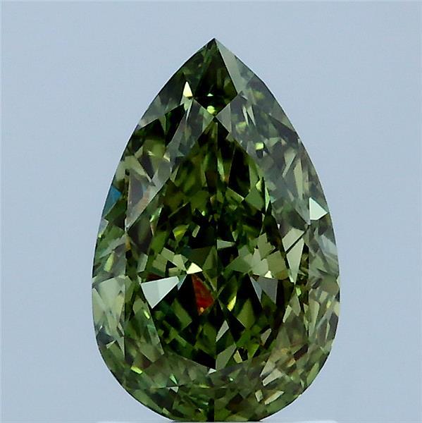 1.60 Carat Pear Lab Grown Diamond, Fancy Vivid Green Color, VS1 Clarity