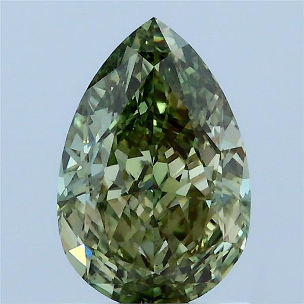 1.52 Carat Pear Lab Grown Diamond, Fancy Vivid Green Color, VS1 Clarity