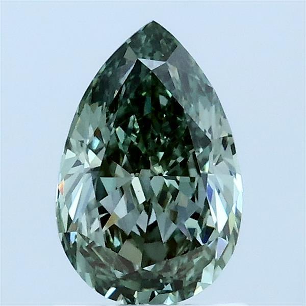 0.88 Carat Pear Lab Grown Diamond, Fancy Vivid Green Color, VS1 Clarity