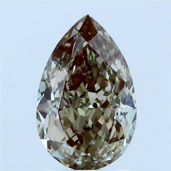 2.03 Carat Pear Lab Grown Diamond, Fancy Green Color, VVS2 Clarity