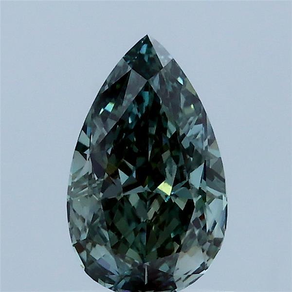 1.02 Carat Pear Lab Grown Diamond, Fancy Vivid Green Color, VS1 Clarity