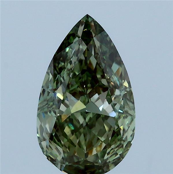 2.01 Carat Pear Lab Grown Diamond, Fancy Vivid Green Color, VS1 Clarity