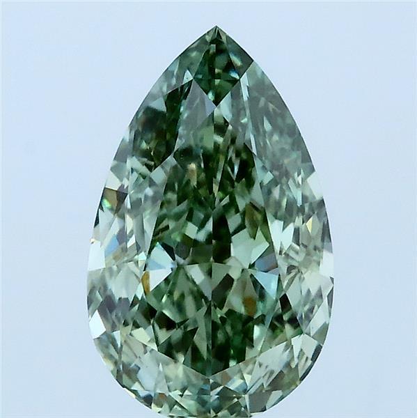 2.19 Carat Pear Lab Grown Diamond, Fancy Vivid Green Color, VVS2 Clarity