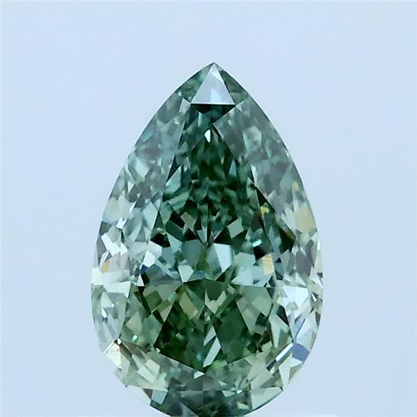 1.08 Carat Pear Lab Grown Diamond, Fancy Vivid Green Color, VVS2 Clarity