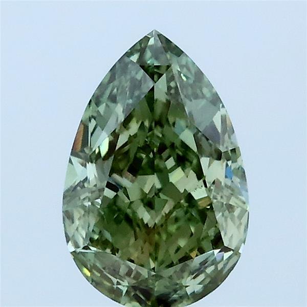 1.09 Carat Pear Lab Grown Diamond, Fancy Vivid Green Color, VS1 Clarity