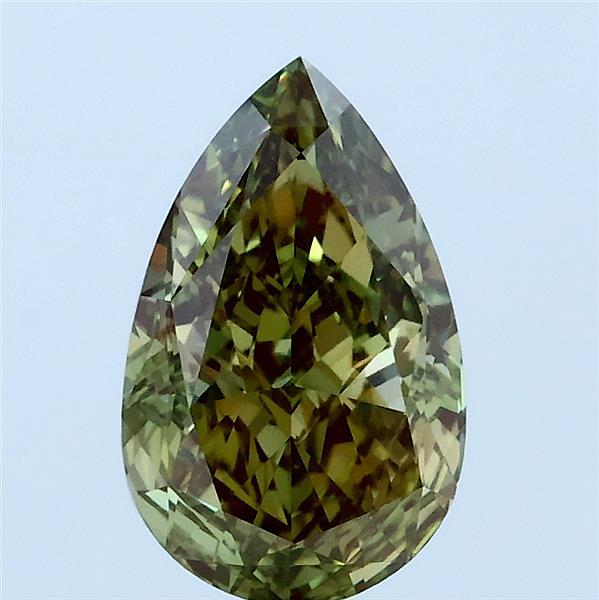 2.03 Carat Pear Lab Grown Diamond, Fancy Intense Green Color, VVS2 Clarity