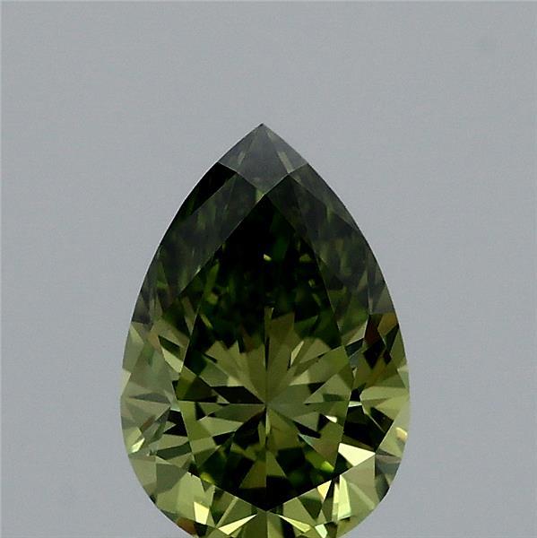 0.96 Carat Pear Lab Grown Diamond, Fancy Vivid Green Color, VVS2 Clarity