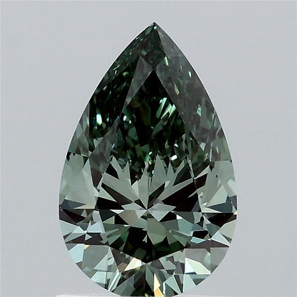 1.01 Carat Pear Lab Grown Diamond, Fancy Vivid Green Color, VS1 Clarity