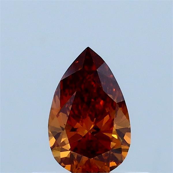 0.38 Carat Pear Lab Grown Diamond, Fancy Deep Orange Color, VS1 Clarity